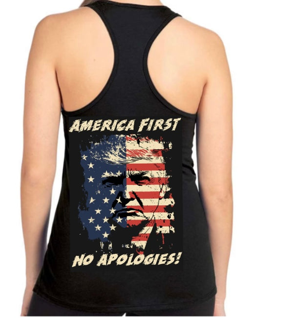 America First No Apologies! Racer Back Tank Top