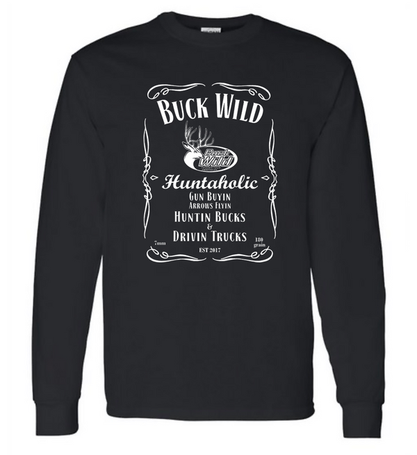 Dixie Land Outdoors Men's Hunting T-Shirt – Buck Deer Long Sleeve, Black, 100% Cotton