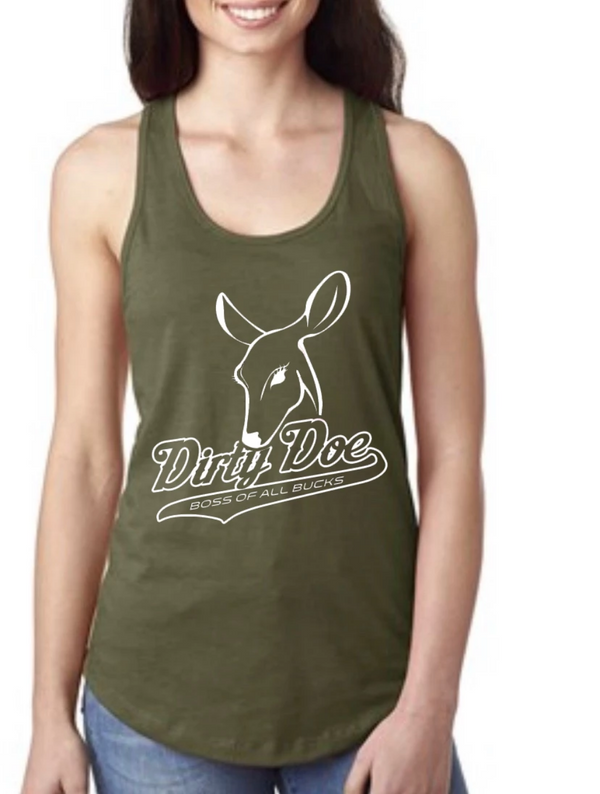 Dirty Doe Military Racer Back Tank Tops  (Assorted Logo Colors) - Dirty Doe & Buck Wild 