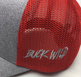 Buck Wild Gray With Red Logo Flex Fit Hat - Dirty Doe & Buck Wild 
