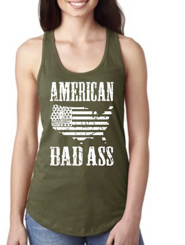 American Badass T-shirt  (assorted colors) - Dirty Doe & Buck Wild ,hunting apparel,camo,girls that hunt,huntress, buck wild,deer shirts,buck shirts,country shirt,country girl shirts, amazon,cabelas,bass pro shop,sportmans,