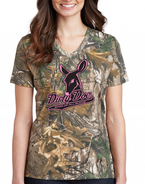 Dirty Doe Camo V-Neck tee - Dirty Doe & Buck Wild 