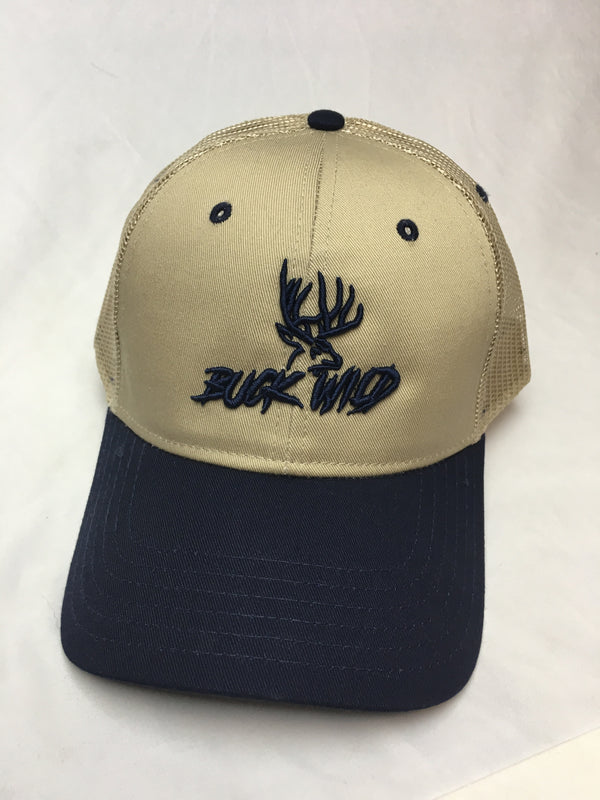 Buck Wild Navy Blue Logo With Beige Hat - Dirty Doe & Buck Wild 