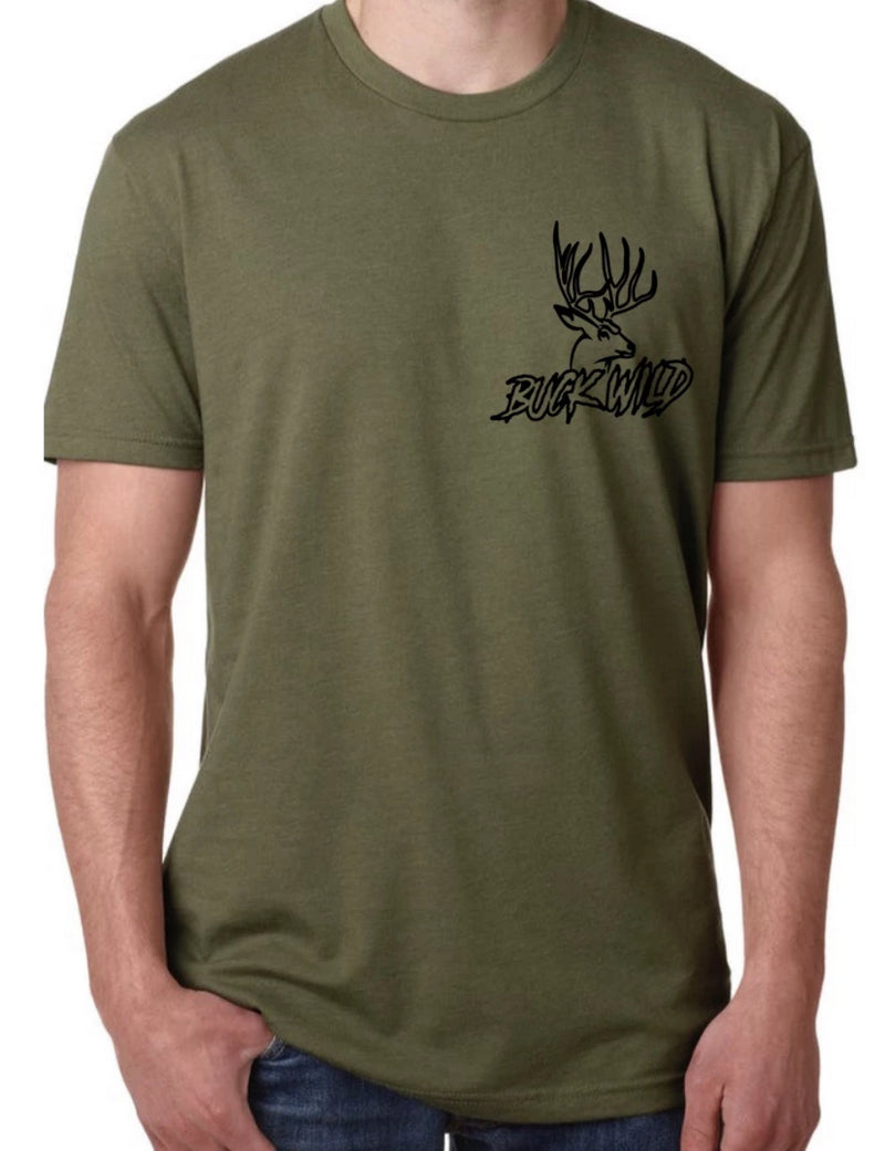 Buck Wild Military Green T-shirt With Small Buckwild Logo - Dirty Doe & Buck Wild 