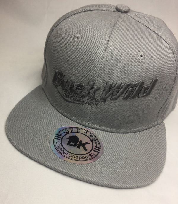 Buck Wild Flat Bill Hat in Gray with Gray Snap Back Hat - Dirty Doe & Buck Wild 