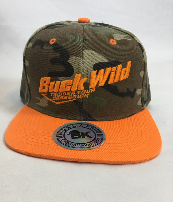 Buck Wild Camo With Orange Snap Back Hat - Dirty Doe & Buck Wild 