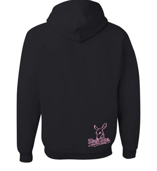 It Only Offends You Until It Defends You Hoodie With Pink Logo - Dirty Doe & Buck Wild 