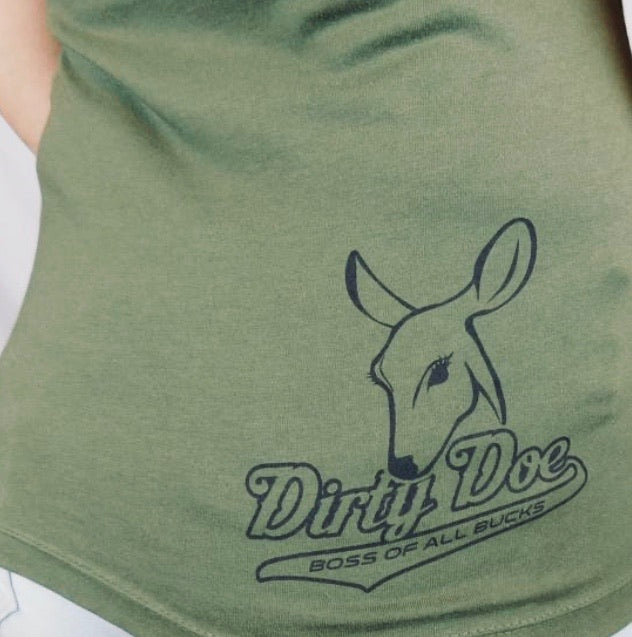 Dirty Doe American Badass Military Green V-Neck T-Shirt - Dirty Doe & Buck Wild 