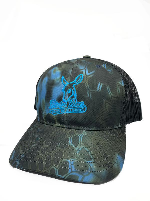 Dirty Doe Boss Of All Bucks Neon Blue Kryptek Snapback Hat - Dirty Doe & Buck Wild 