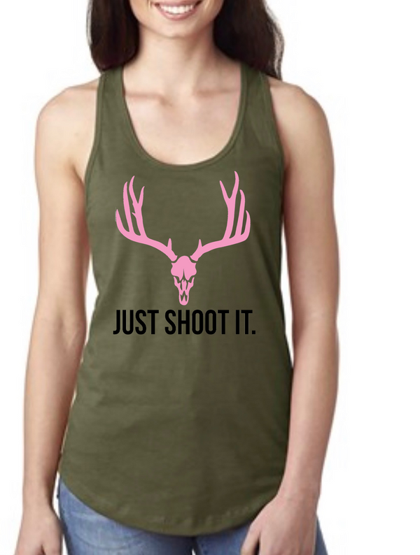Buckwild" Just Shoot It" racer back tank top - Dirty Doe & Buck Wild 