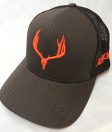 Buck Wild Muley Logo on Brown With Neon Orange Snap Back Hat - Dirty Doe & Buck Wild 