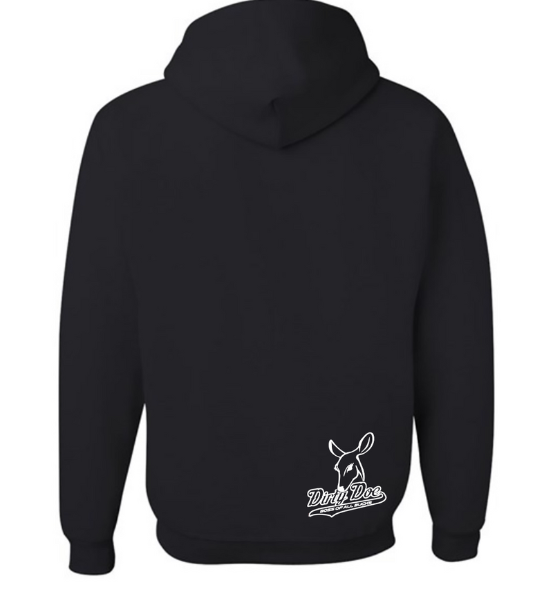 It Only Offends You Until It Defends Black Hoodie With White Logo - Dirty Doe & Buck Wild 